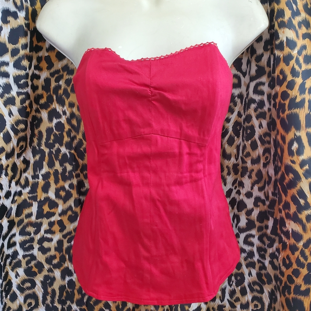 Red Strapless Top